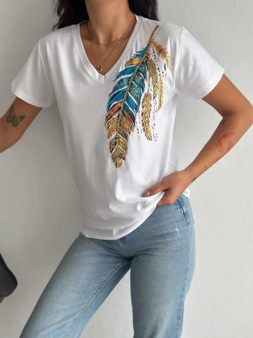 Feather design shirt